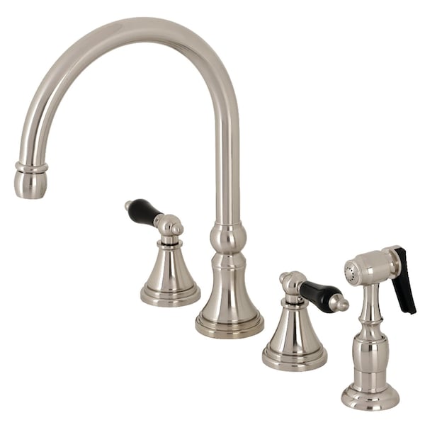 KS2798PKLBS Duchess Widespread Kitchen Faucet W/ Brass Sprayer, Nickel
